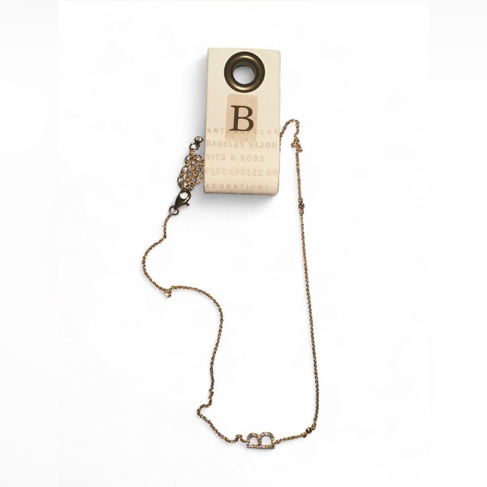 NEW Anthropologie Gold Diamond B Initial Necklace